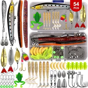 134pcs/94pcs/54pcs Fishing Lures Kit, Includes Lead Head Hooks,VIBs, Frogs, Minnows, Crankbaits, Spoon, Soft Baits, Hooks, Jigs,Suitable for Saltwater & Freshwater, Fishing Tackle