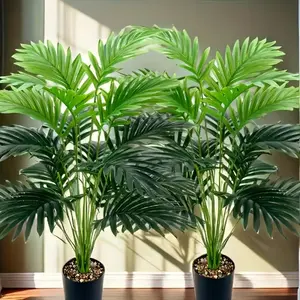 2-Pack Artificial Large Palm Trees, 2.69 Feet, Realistic Touch, Indoor Outdoor Decor, Perfect for Home Garden Office, Plastic Material