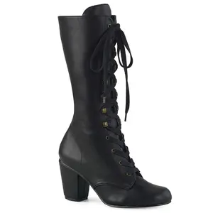 Demonia Vivika-205 Black Vegan Leather Knee-high Boots