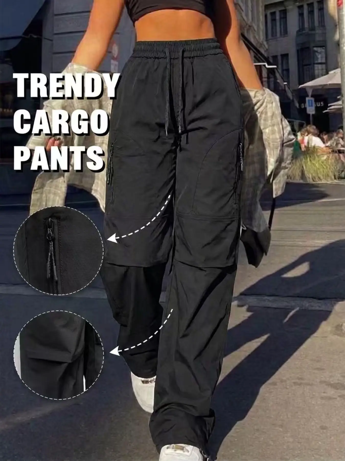 Women's Summer Sun Protection Hiking Baggy Pants with Drawstring Waist, Zipper Pockets & Adjustable Cuffs, Breathable Outdoor Softshell Material for Spring, Autumn, Summer Hiking, Camping, Running & Weekend Travel