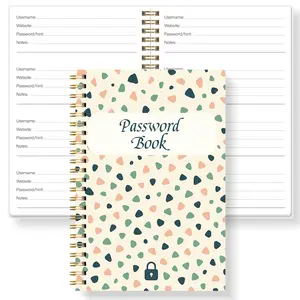 A5 Password Book, Small Fresh Colorful Dot Design, Record Username Website Password Tips Important Notes, Spiral Bound Flat Lay Easy Write, Paper Book