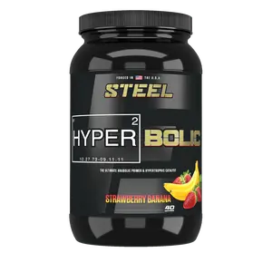 Steel HyperBolic - Edible Stimulant-Free Workout Support Formula for PRE INTRA & POST Training - Strawberry Banana Flavor - 40 Servings