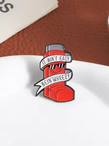 Funny Asthma Inhaler Pin, Zinc Alloy Painted Material, Cool Sunglasses Smile Text Decoration, Cartoon Asthma Badge, Unisex Design, Accessories, Durable Metal Pins