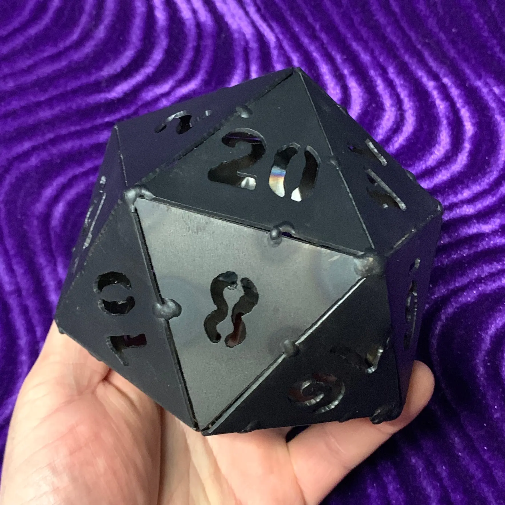 D20 steel custom welded dice 4 inch tall