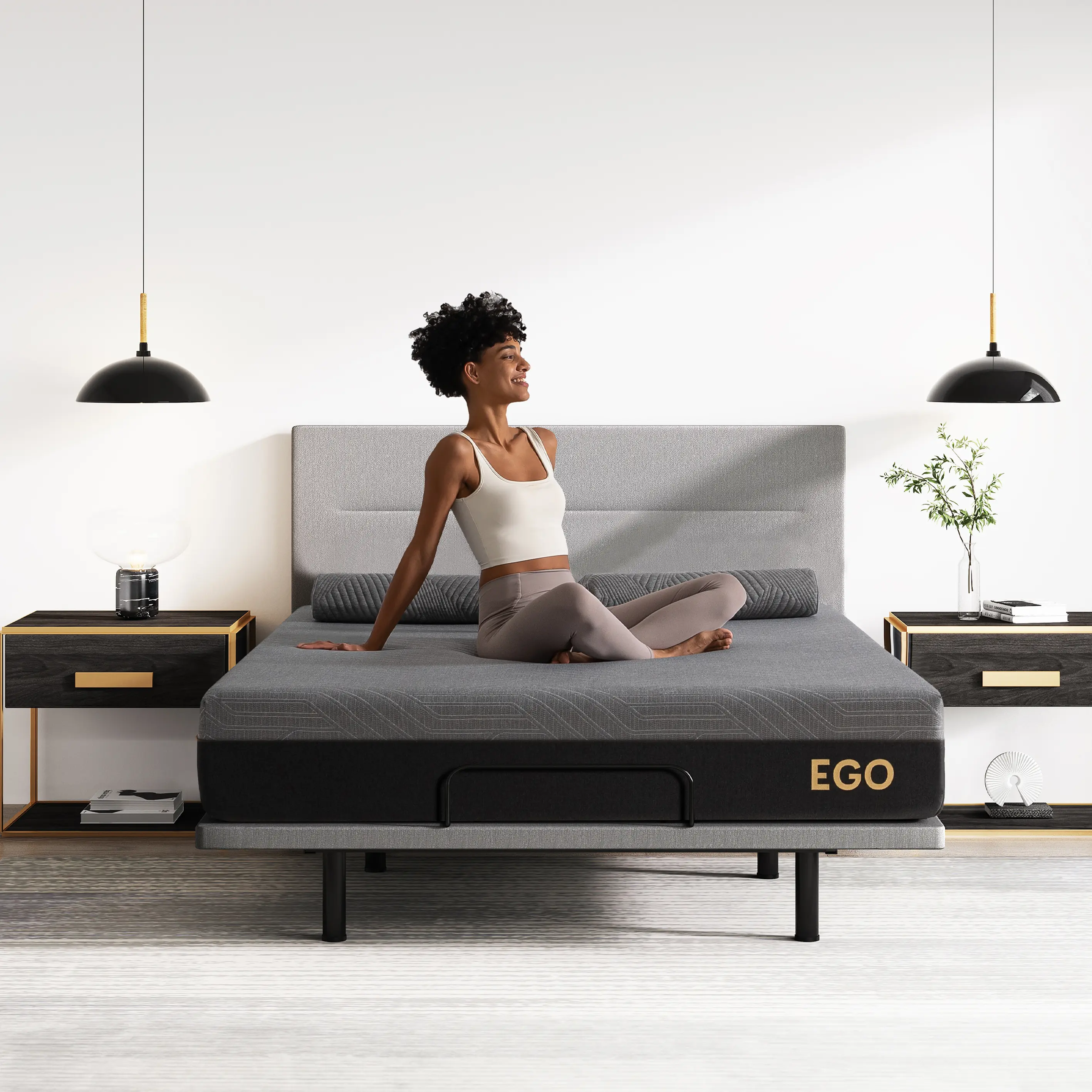 EGO Black Mattress with Graphene Technology 10", Twin Full Queen King Furniture Bedroom Home Memory Foam Comfortable Modern Black Design