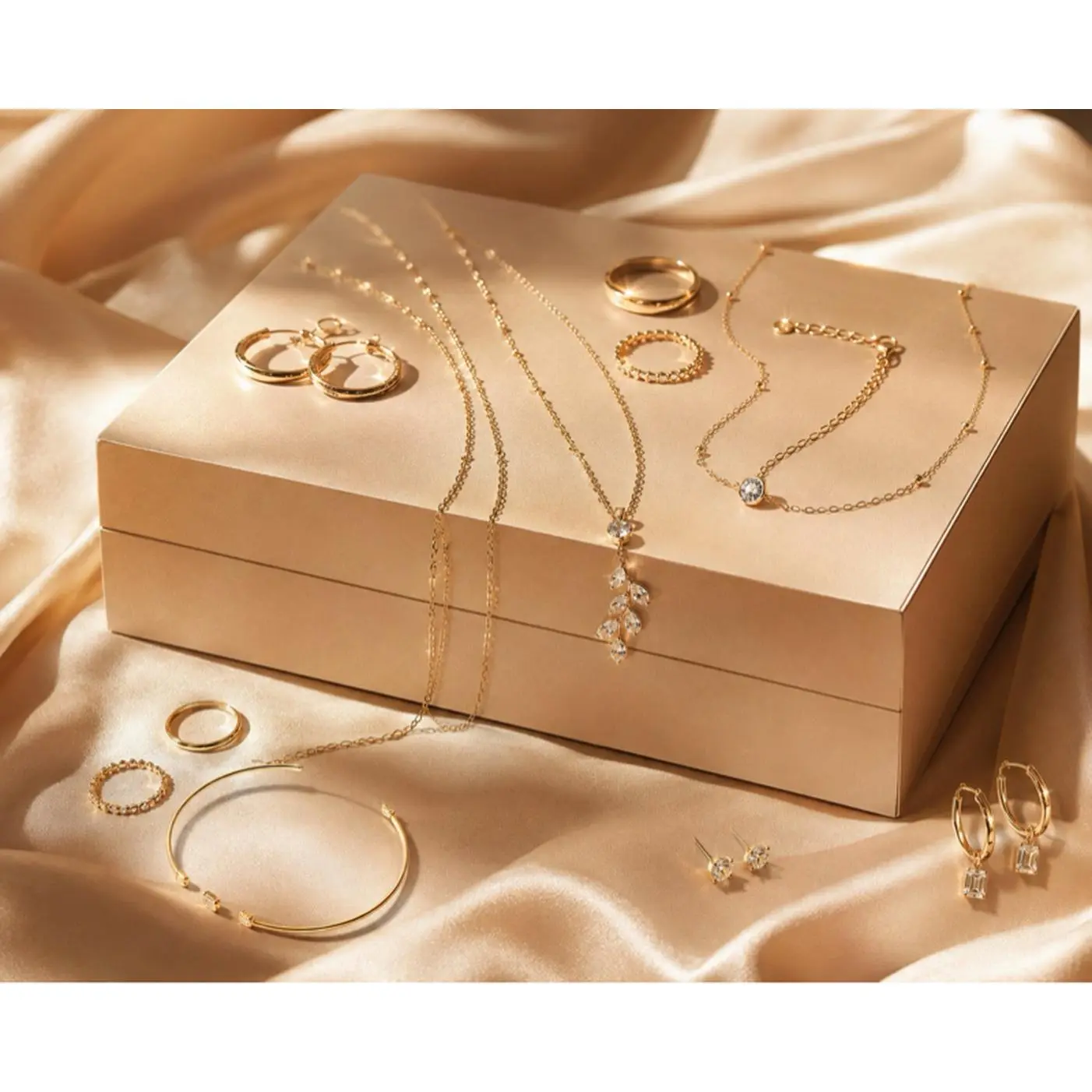 Jewelry Box - Fill During Lives with Elegant Gold Color Accessories