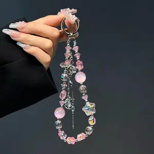 Cute Star & Moon Design Phone Chain, Fashionable Phone Lanyard, Phone Strap, Phone Charm for Women & Girls, Mobile Phone Decoration Accessories