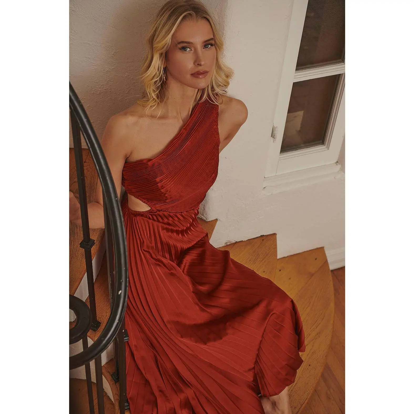 Marigold Aurora Pleated Maxi Dress