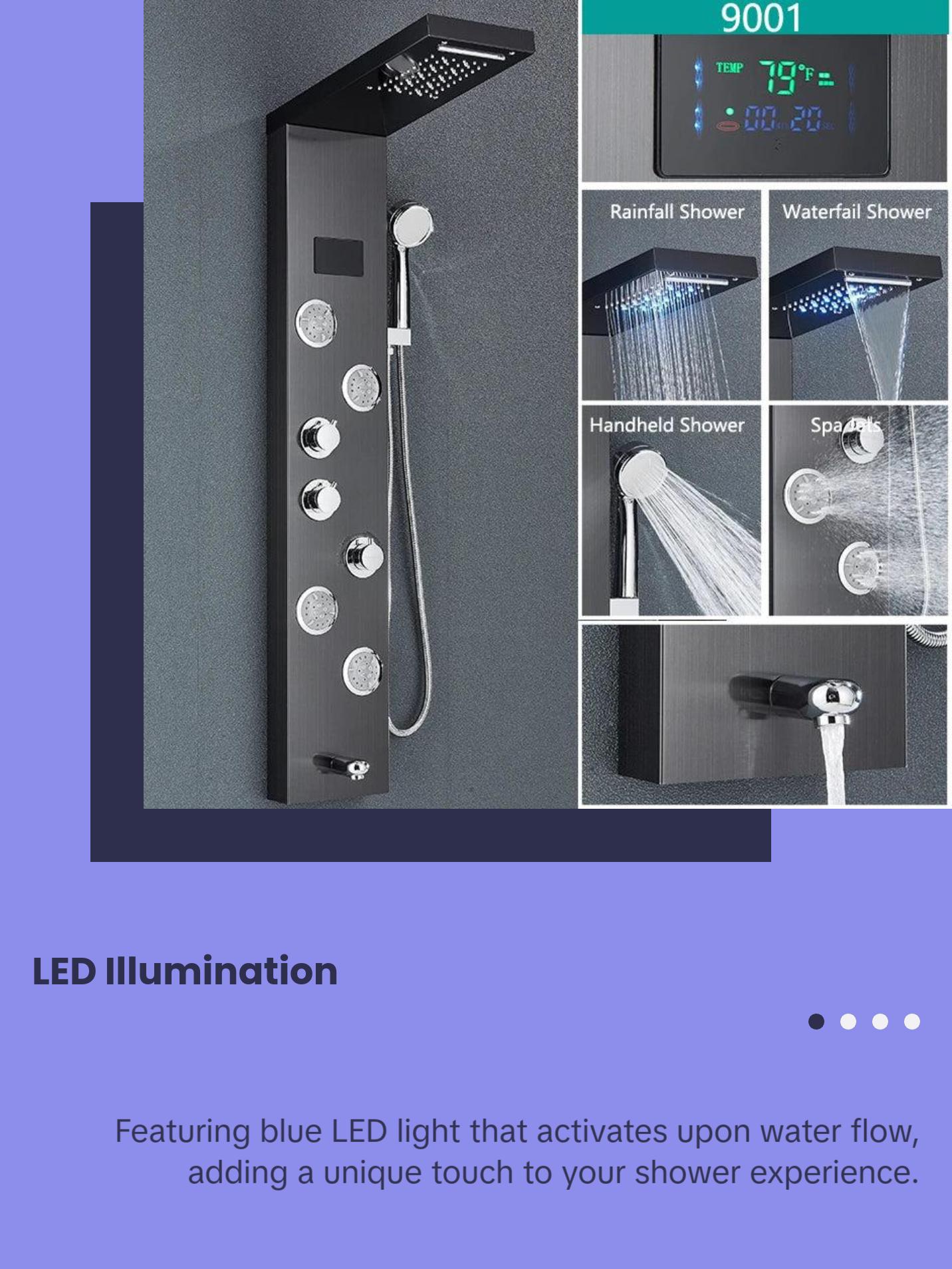 LED Rainfall Shower Panel System