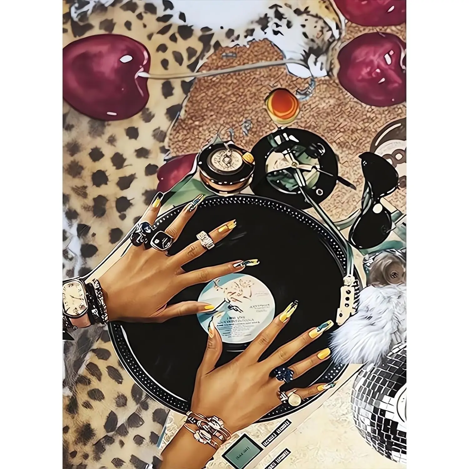 Diamond Art Kits for Adults Beginner, Handicraft, Diamonds, Leopard Print Diamond Pattern DIY Modern Diamond Painting Kits 5D Diamond Dots Gem Art Crafts with Tools, Disco Ball Round Full Drill Crafts for Home Wall Decor&Gift-12X16inch