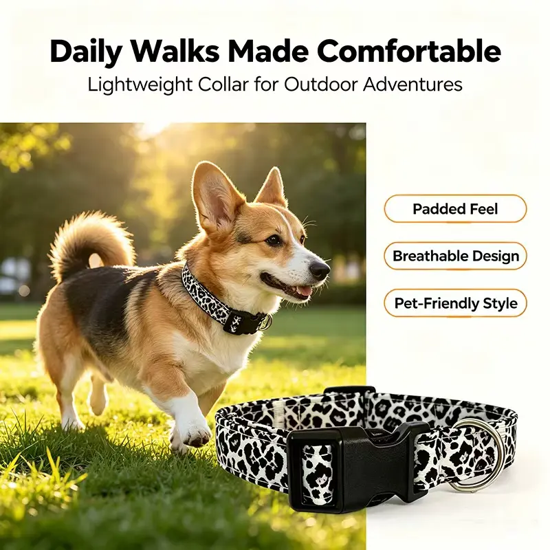 Premium Adjustable Dog Collar - Polyester Animal Print, Quick Release Plastic Buckle, Secure Fit, Mixed Color, Multiple Sizes for Small-Large Dogs, Battery-Free Halloween Pet Collar, Quick Release Buckle, Collars