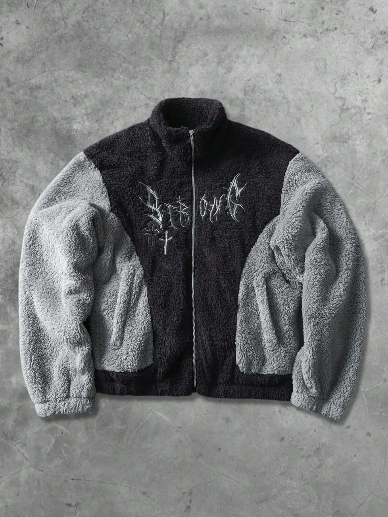 Unisex Streetwear Campus Hip-Hop Winter Fleece Patchwork Jacket, Trendy Plush Outerwear for Men and Women, Casual Fashion Coat