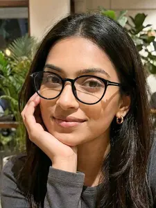 Women's Round Frame Flat Mirror, Lightweight Pure Color Frame, No Pressure Comfortable Daily Wear, Casual Style Eyewear