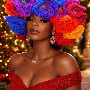 Extra extra large ruffles xxxl  (biggest  premium ruffles ) collection Sparkle Collection Pinky Big Ruffle Crochet Hat for Festive Style Unique Design