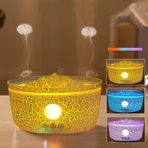 Double Spray Flame Humidifier, Volcanic Essential Oil Diffuser, Tricolor Ambient Light Aroma Diffuser, Home Bedroom Decorative Humidifier, Ambient Lighting, Volcano Humidifier