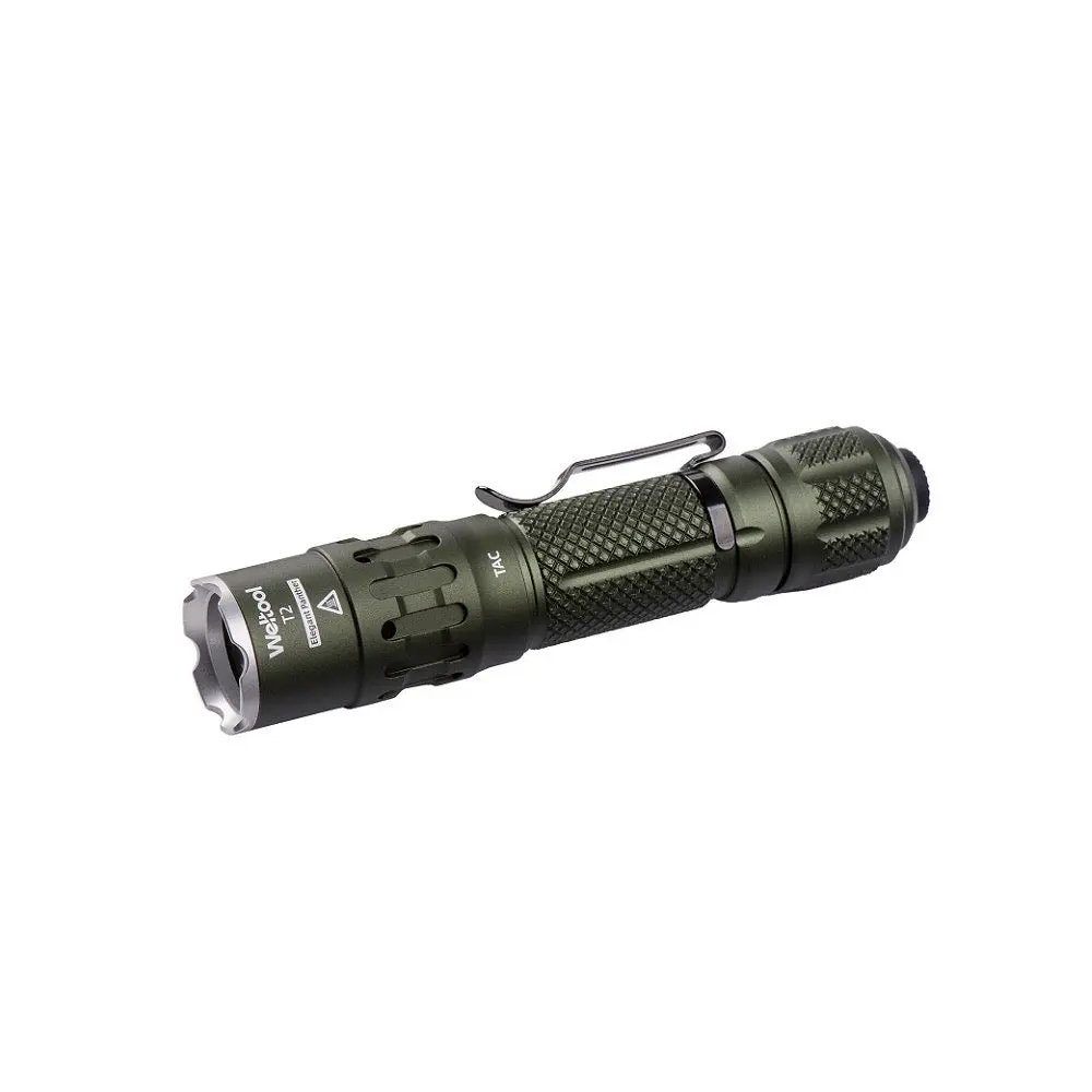 Weltool T2 TAC OD Green Tactical Flashlight – 1,900 Lumens, 431m Beam, Rechargeable Waterproof Flashlight - High Power Portable EDC Pocket Flashlight for Outdoor Camping & Hunting Use - Battery Charger Included