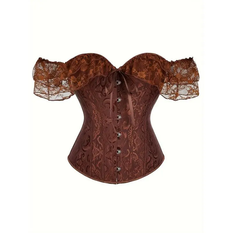 Women's Lace Corset Top, Off Shoulder Lace Up Bustier Top, Tummy Control Coquette Y2K Going Out Top
