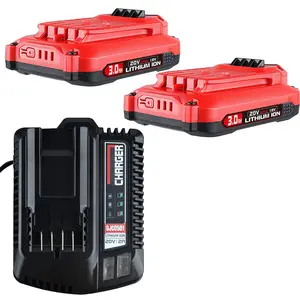 2Pack 20V 3.0Ah CMCB202 Replacement for Craftsman 20V Battery Lithium Ion and Charger Kit Compatible with Craftsman V20 Battery CMCB202-2 CMCB204 CMCB204-2 CMCB201 CMCB206 CMCB209
