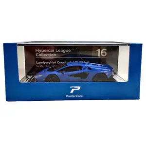 PosterCars KINSMART Lamborghini Countach LP1 800-4 1:64 Scale Die Cast Metal Toy Car Blue Hypercar League Collection Model 16