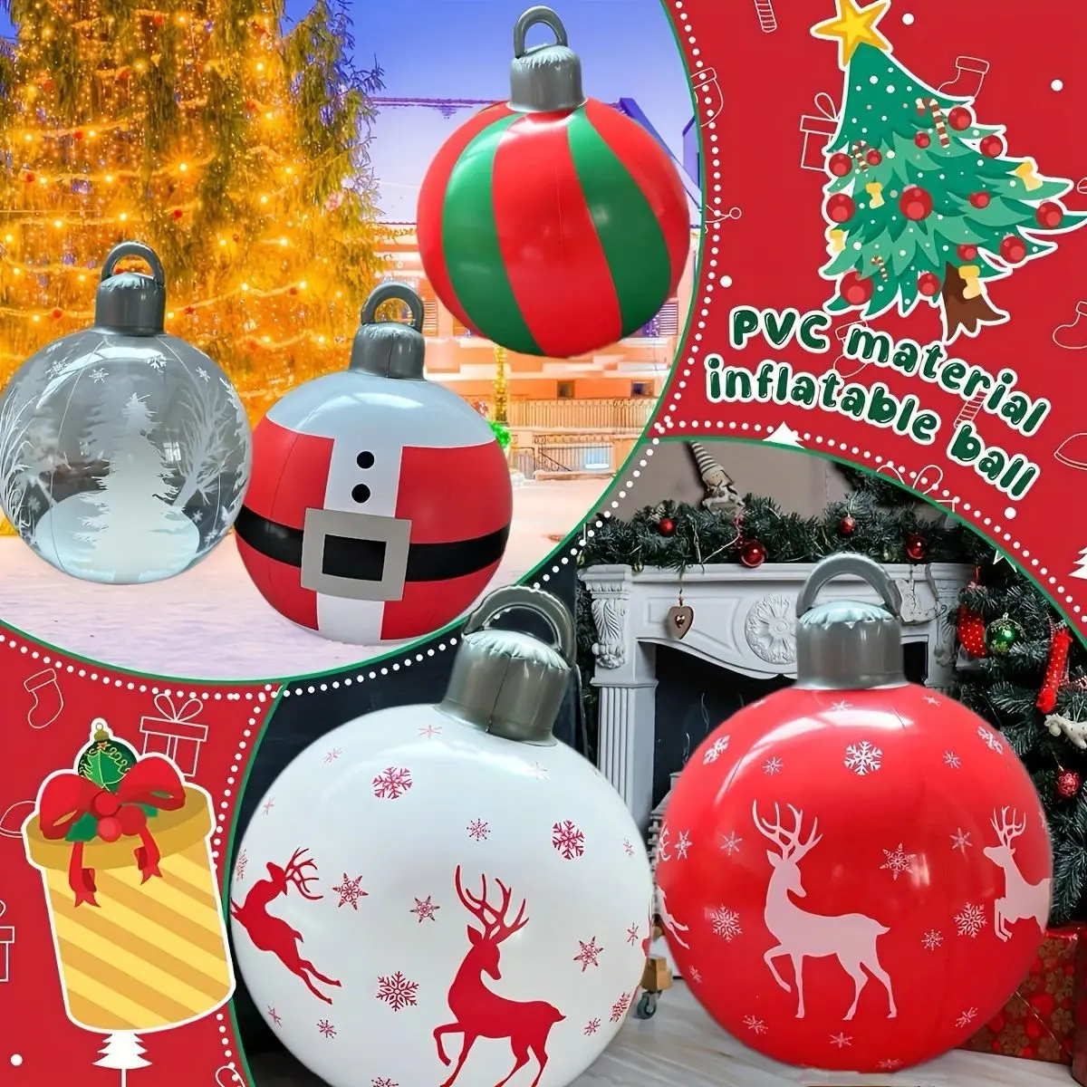 Plastic new inflatable Christmas ball Christmas decoration balloon festive atmosphere ball thickened environmentally friendly PVC