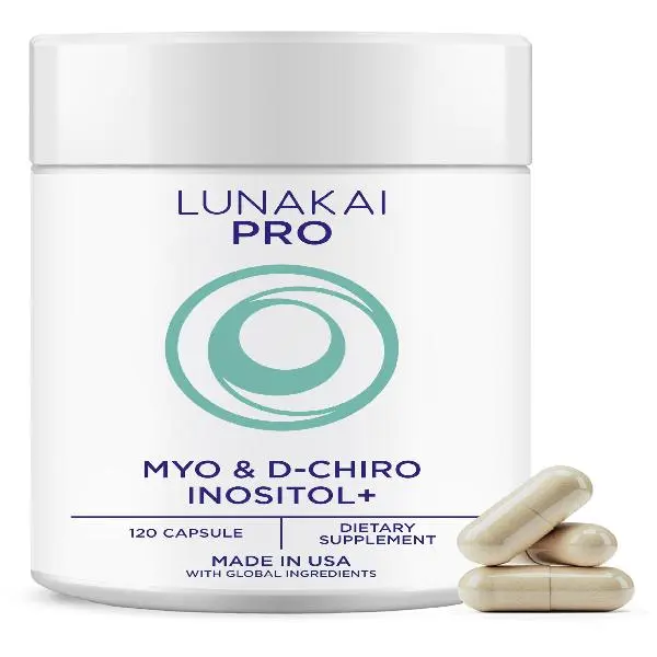 Lunakai PRO - Clinically Studied USA Made Myo-Inositol & D-Chiro Inositol Supplement for Women - 40:1 Ratio 4000mg with CoQ10 Folate & Vitamin D3 - Daily Hormone Balance & Ovarian Support - 120ct