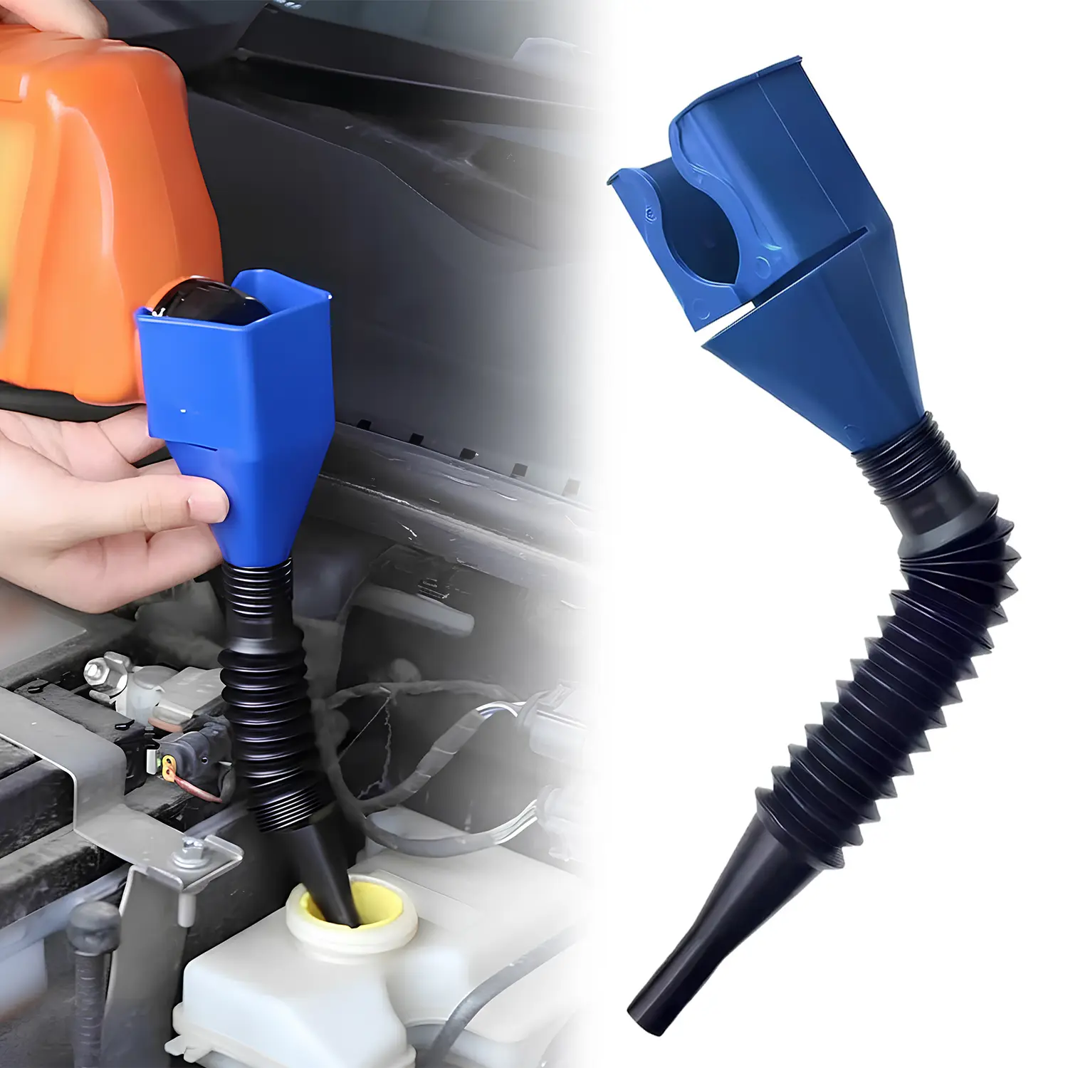 Automotive Flexible Retractable Snap Funnel - Auto Repair Tool, Compact Automotive Tools, 1 Pieces Oil Change Funnel Garage & Workshop Equipment for Cars/Motorcycles, Drain Tool