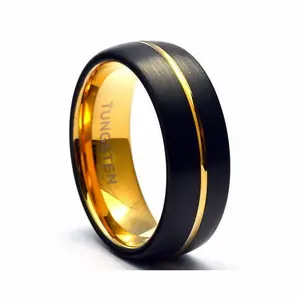 The Callisto - Tungsten Black and Gold Mens Wedding Band