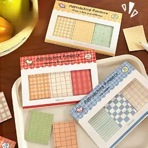 1 Piece New Plaid Combination Sticky Notes, Retro Striped Plaid, Multiple Colors Available, Journal Decoration, Basic Paper Materials, Sticky Note Pad, Writing Paper Stic