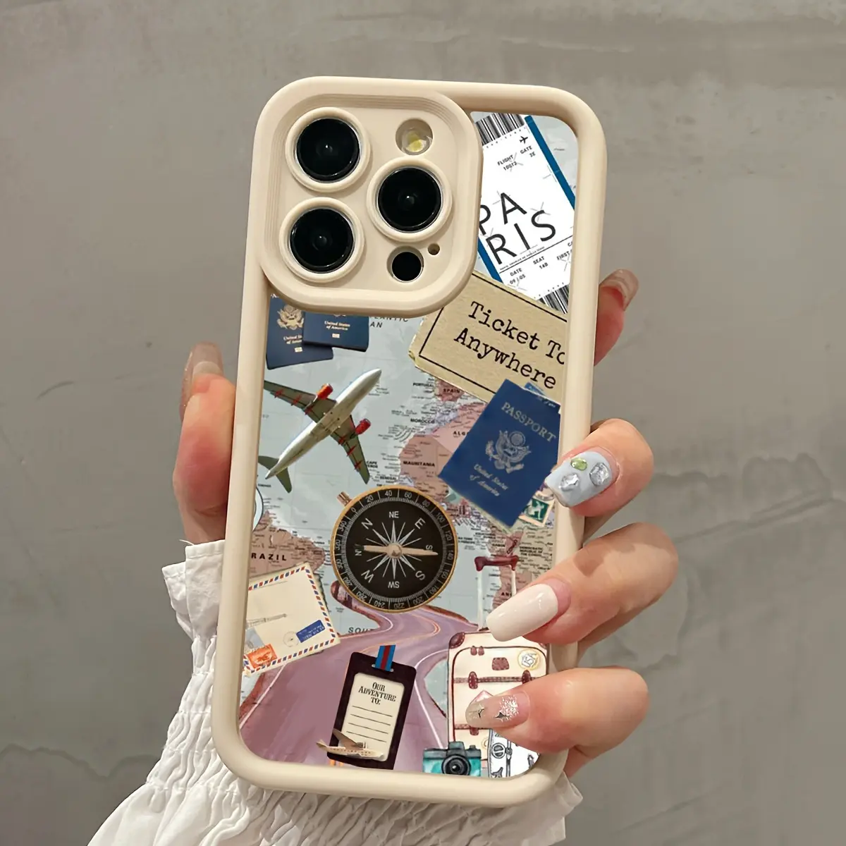 White Plane Compass Map Mobile Phone Case for iPhone Xsmax/ 11/ 11pro/ 11promax/ 12/ 12pro/ 12promax/ 13/ 13pro/ 13promax 14/ 14pro/ 14plus/ 14promax/ 15/ 15pro/ 15plus/ 15promax/ 16/ 16pro/ 16plus/ 16promax Cover Protection Protective Casing