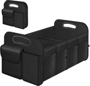 Trunk Organizer, Collapsible  Multi-Compartment Trunk Organizer for SUVs & Sedans,  Storage with Reinforced Handles,  Accessories for Women and Men, 52L, Black