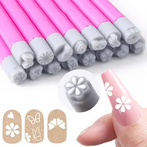 Nail Art Stamp Pen Set, 4 Counts/set Flower Butterfly Pattern Nail Transfer Print Tool, Non-alcoholic Nail Stamping Kit for Women, Nail Design Pen