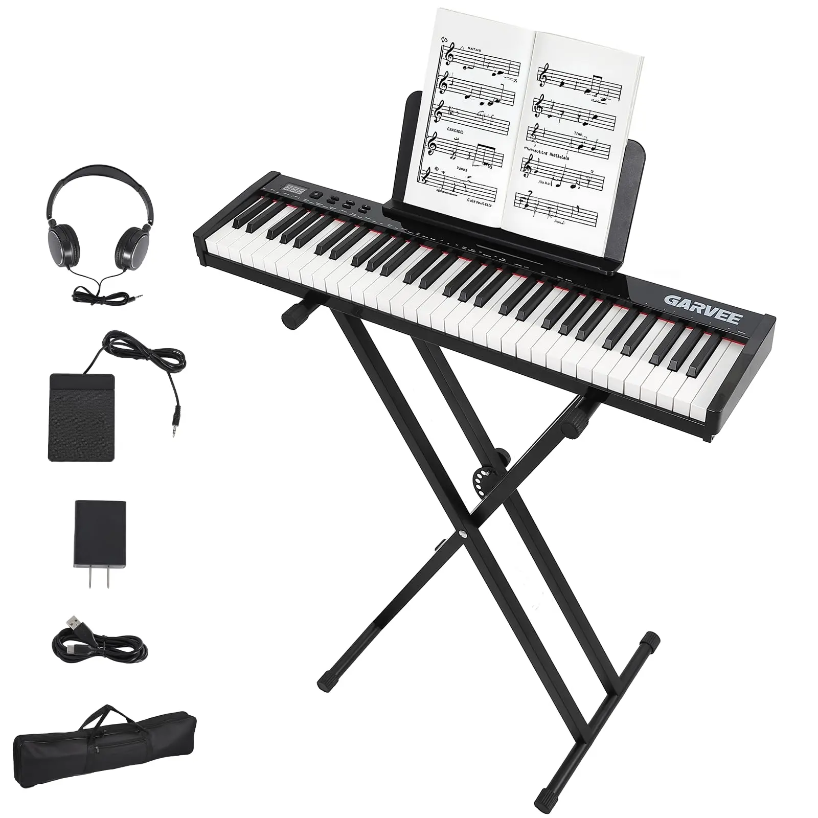 Garvee Electronic Keyboard Set, Electronic 61-Key Keyboard Piano,  Musical Instrument for Beginners and Professionals