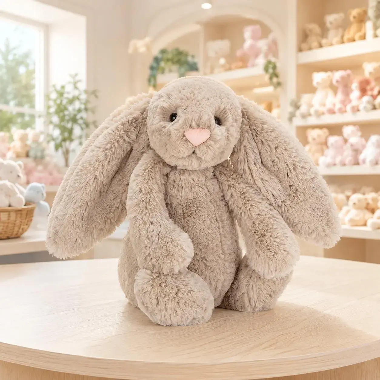 The Jellycat Bashful Shimmer Bunny features a seated height of 9.1 inches; its long ears and silky-soft fur offer a soothing, comforting feel when held; making it a wonderful gift.