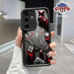 TPU Phone Case Compatible with Galaxy S23 Ultra S24 Plus S25 S22+ Deck of Playing Cards Pattern Drop Protection Shockproof Soft Silicone Smartphone Cover Casing
