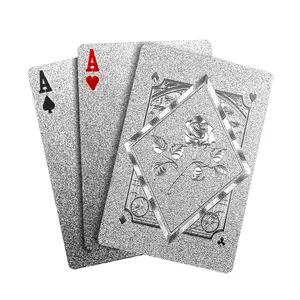 Silver Rose Playing Cards 55PCS/Box Waterproof Durable Poker Deck, Shrink-Wrapped & Flexible Luxury Cards for Adults & Teenagers, Ideal for Party Games, Outdoor Activity & Game Night
