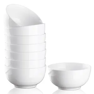 GARVEE 10 Ounce Porcelain Bowls Set 8 Pack Premium White Ceramic Bowls for Cereal, Soup, Salad, Pasta, Prep, Rice, Ice cream, Microwave & Dishwasher Safe