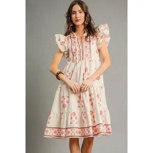 Floral Ruffle Cap Sleeve Dress