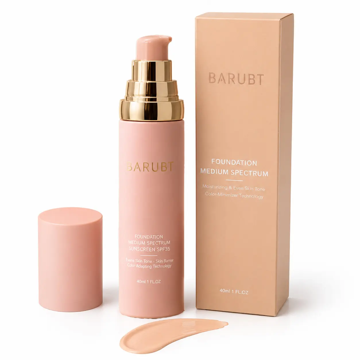 Lightweight Foundation Makeup, Color-Adapting Liquid Formula with Buildable Coverage and Easy Pump Application, 40ml
