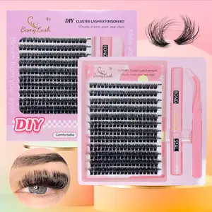 Thick Full 80P Cluster Lash Extension Kit with bond seal applicator,Volume full Style for everyday and make up use,friendly for new beginner,DIY Lash Extension for make up, Eyelash Extensions