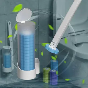 Disposable Toilet Brush, Toilet Bowl Wand Holder, Bathroom Cleaning System for Sink Bathtub Drain Wash Basin Urinal Wall-Mount Scrubbing Toilet Brush Bathroom Cleaning Kit