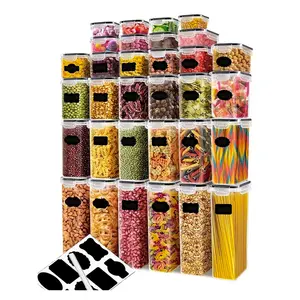 24pcs Airtight Food Storage Containers with Labels and Markers , Dishwasher Safe, Ideal for Cereal, Pasta, Flour, and Sugar - Organize and Store Dry Foods with Ease