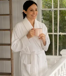 Pure Bliss Organic Terry Bathrobe - 100% GOTS Certified Cotton, Long Sleeve, Loose Fit, Machine Washable, Minimalist Style, All Seasons Loungewear