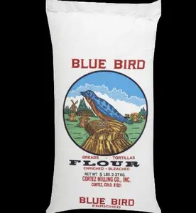 Blue Bird Native American Frybread Flour packed in a 5 lb Reusable Cotton Bag. Perfect for Breads, Donuts, Cakes, and Pastries.