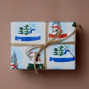 Snowman Snow Globe Wrapping Paper Sheets - Set of 3