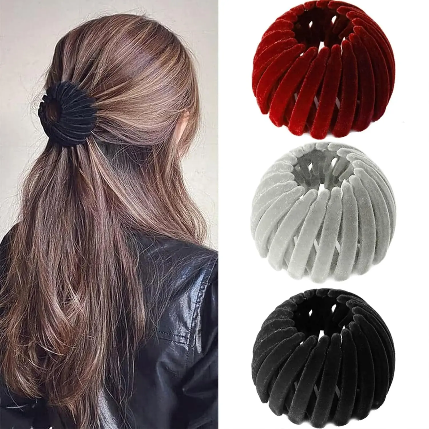 3Pcs Bird Nest Magic Hair Clip - Expandable Hair Bun Maker Hair Accessories for Women Ponytail Holder Hair Bun Clip for Thin Thick Fine Curly Hair, Plastic Hair Barrettes Hair Scrunchies