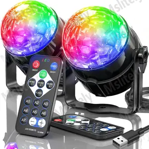 2-pack USB-powered mini disco lights, Adjustable Led Light, with remote control and sound activation, 3 operating modes, equipped with installation handle, adjustable light rotation speed, suitable for Christmas, family parties, dances, and holiday gifts.