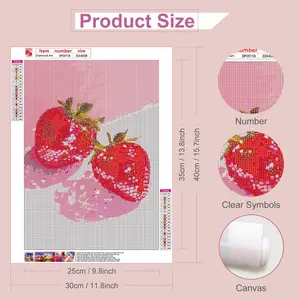 Strawberry Diamond Art Painting Kits for Adults Round 5D Paint with Diamonds Pictures Gem Art Painting Kits DIY Crafts Kits Canvas Add Fun To Life