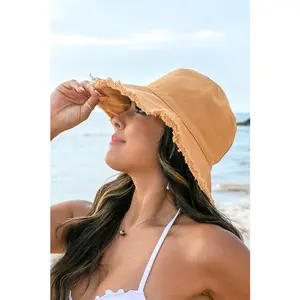 Aili's Corner Frayed Edge Canvas Bucket Hat