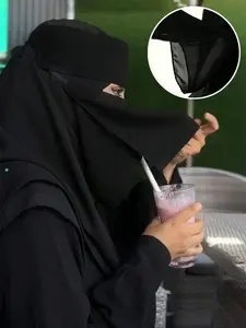 Women's Fashion Solid Color Dual Layer Veil, Comfortable Modal Scarf, Sun Protection Head Wrap, Multifunctional Hijab Turban, Daily Outdoor Use, Niqab