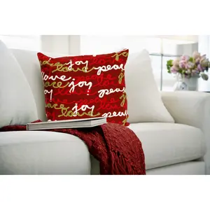 Lush Decor VISIONS III Indoor/Outdoor Handmade Pillow - Contemporary  (Peace Love Joy)